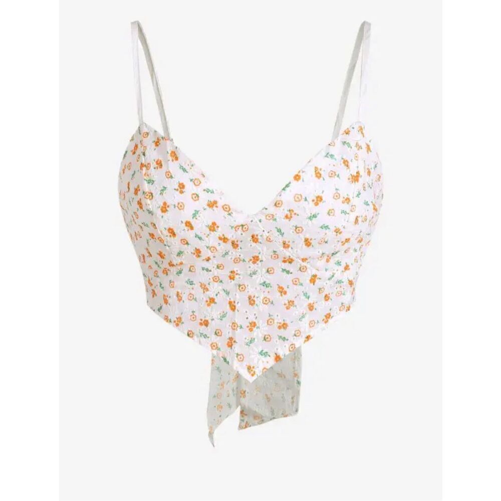 Flower Print Broderie Anglaise Tie Back NWT size medium